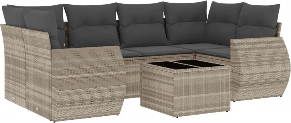 vidaXL Set canapele de grădină cu perne, 7piese gri deschis poliratan