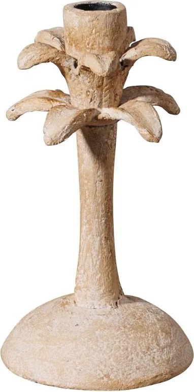 Suport lumanare bej din aluminiu H19.5cm Palm