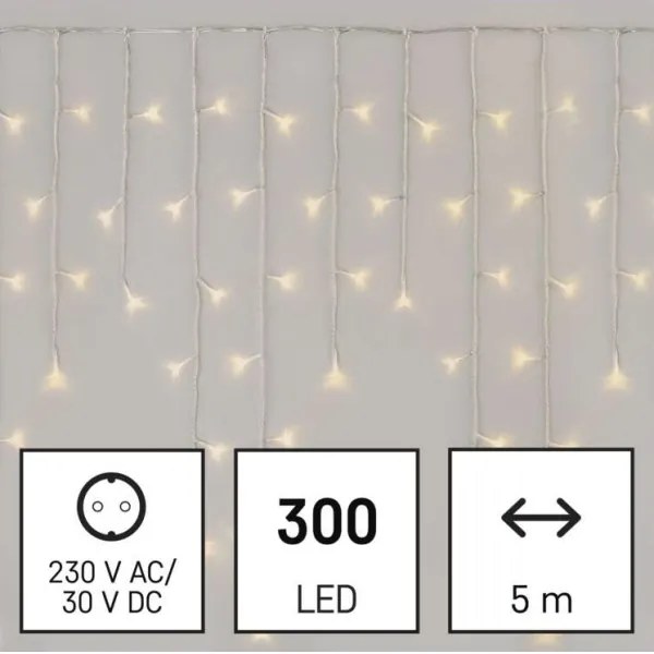 Ghirlandă LED de exterior 300 LED, 8 moduri, 10 m, IP44, alb cald + telecomandă