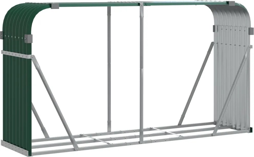 vidaXL Suport pentru bușteni verde 234x45x100 cm oțel galvanizat