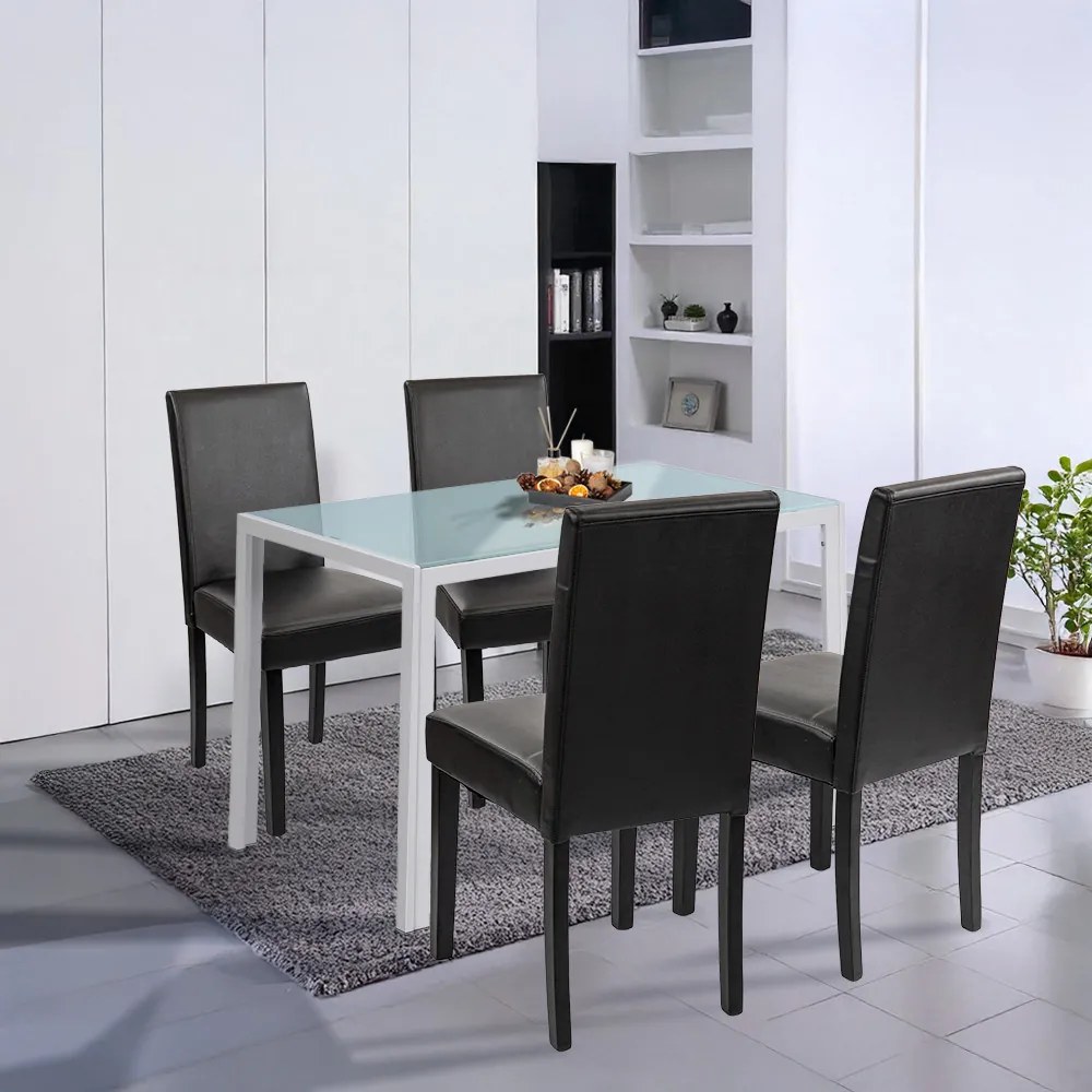 Set de masă Mira 4+1 alb-negru