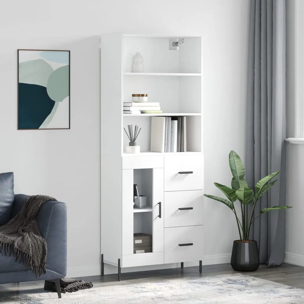 vidaXL Dulap înalt, alb, 69,5x34x180 cm, lemn compozit