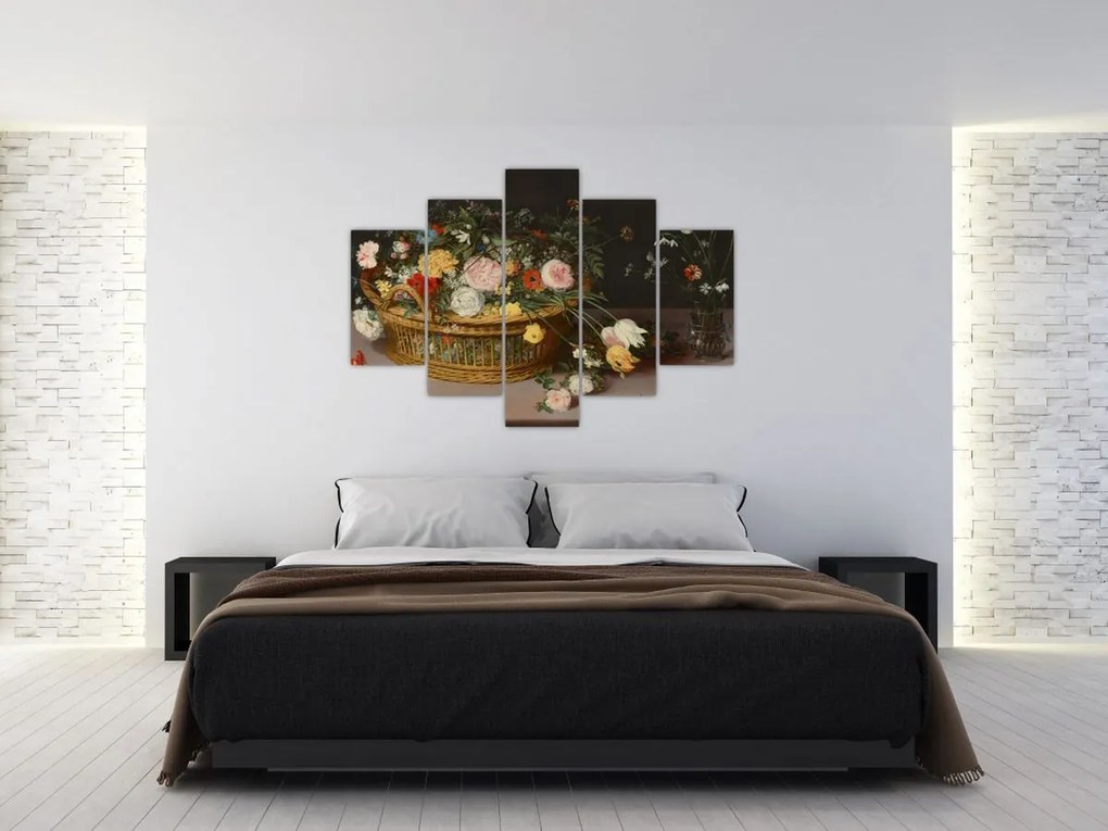 Tablou - Jan Brueghel the Elder, Flowers in a Basket and a Vase, reproducere (150x105 cm)