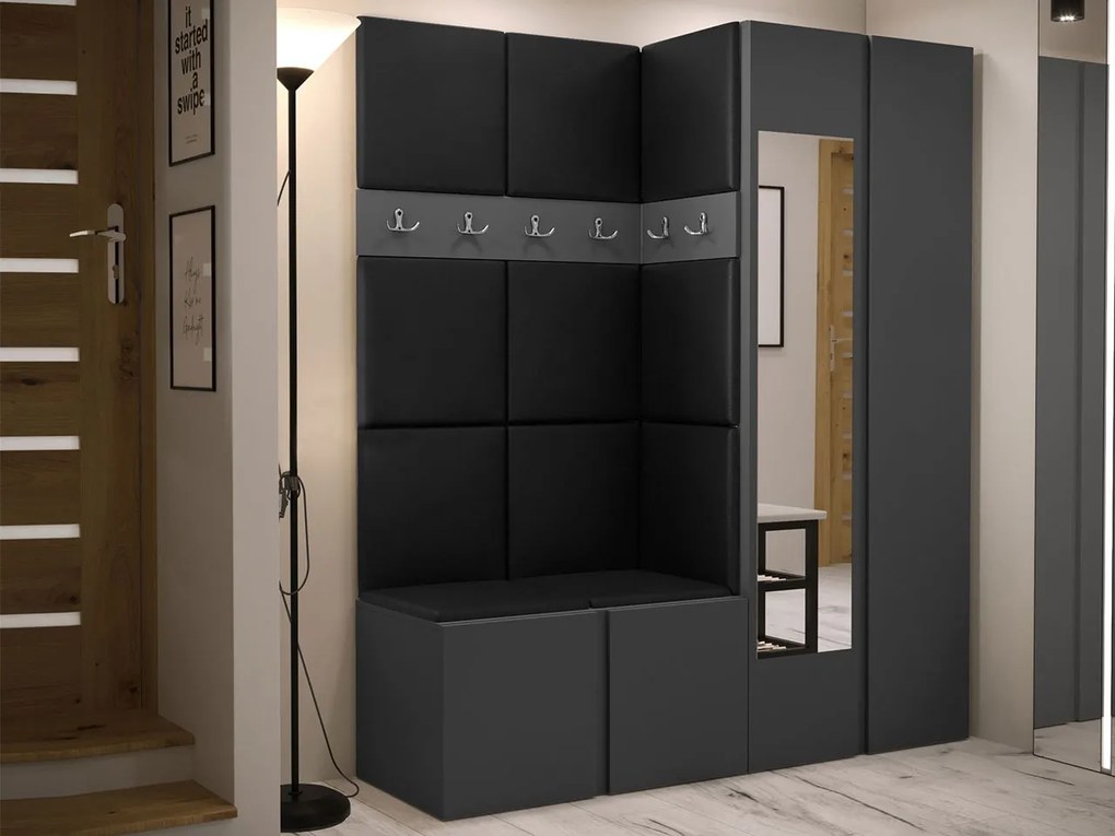 Mobilier hol Tovenaz XII (grafit + Negru) (cu oglindă). 1104824