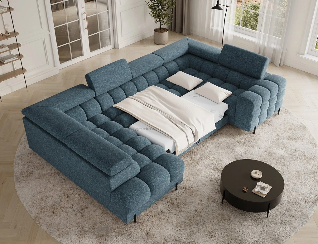 Colțar lemn masiv Formă U Extensibil Factory 346x205cm Personalizabil - Jaffray 40, Dreapta