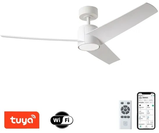 ZEVENTI - Ventilator de tavan ORVIETO LED/18W/230V Wi-Fi Tuya, alb + telecomandă