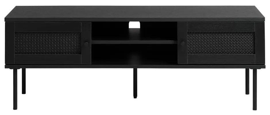 Masă TV neagră cu aspect de lemn de stejar 120x43 cm Pensacola – Unique Furniture