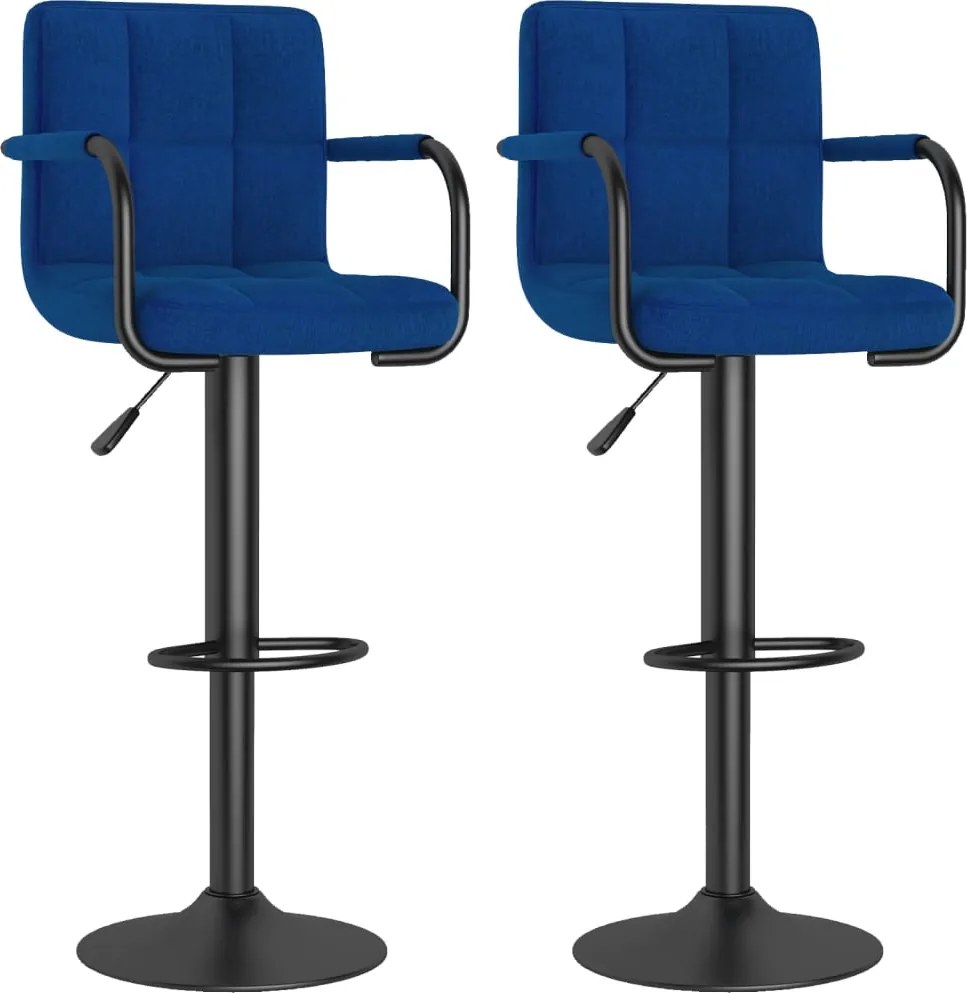 vidaXL Scaune de bar, 2 buc., albastru, material textil