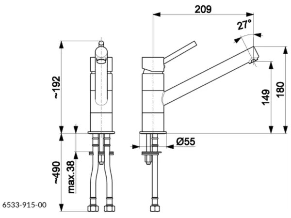 Baterie de chiuvetă KFA Armatura 6533-915-00 ANDRA alamă