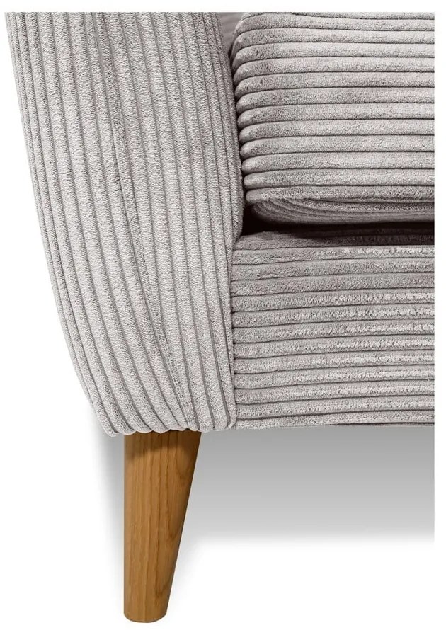 Canapea gri deschis cu tapițerie din catifea reiată 170 cm Paris – Scandic