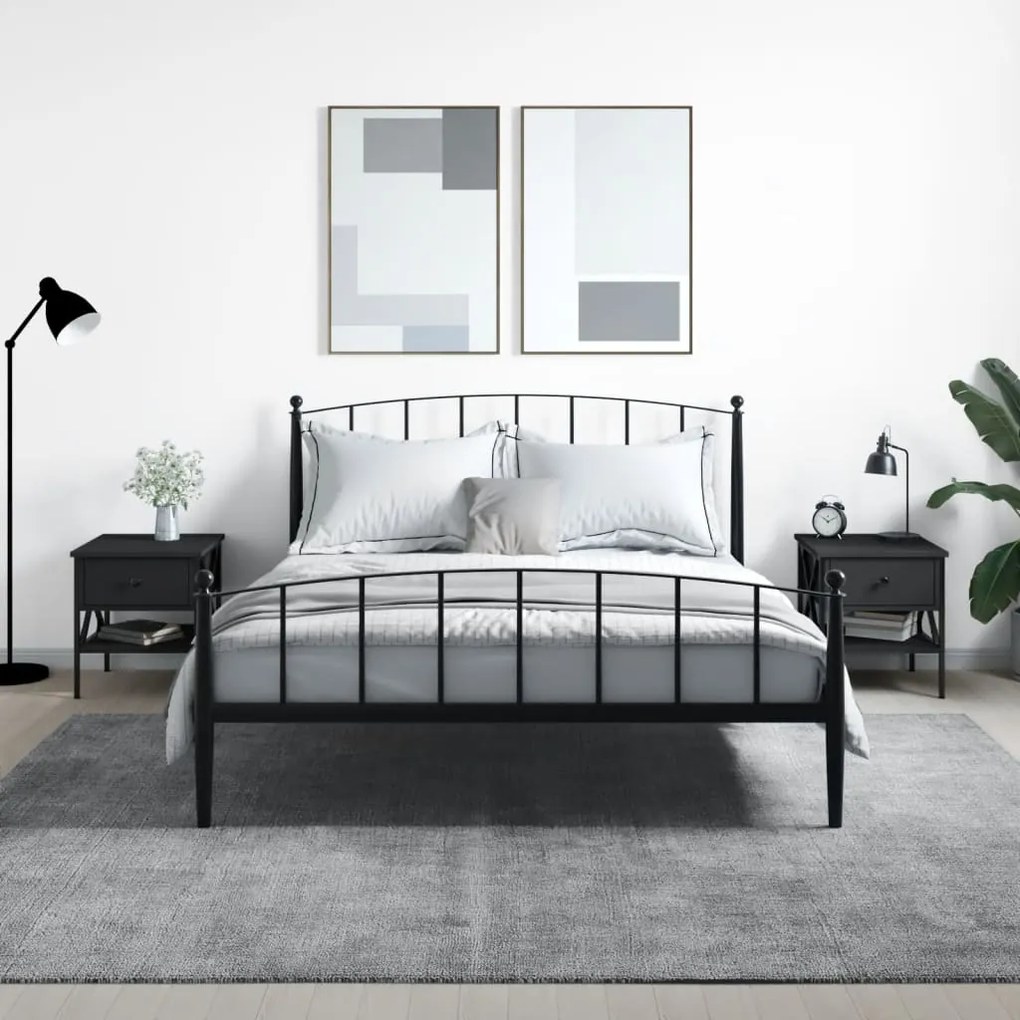 825954 vidaXL Noptiere, 2 buc., negru, 40x42x45 cm, lemn compozit