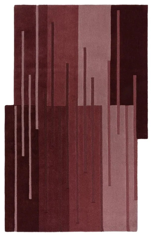 Covor burgundy țesut manual din lână 120x180 cm Split Ombre Shaped – Flair Rugs