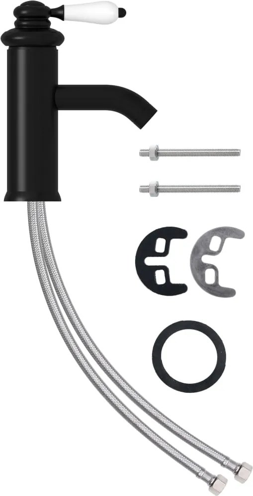 vidaXL Robinet chiuvetă de baie, negru, 130x180 mm