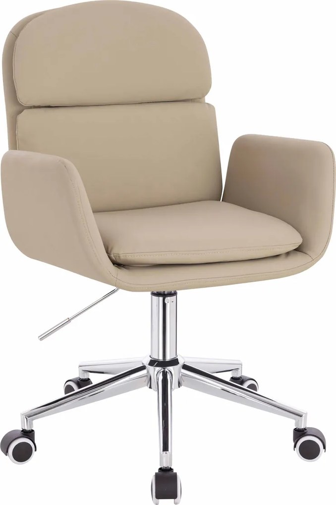 HR480K Scaun Crem Piele Ecologica Premium Soft cu Bază Cromata