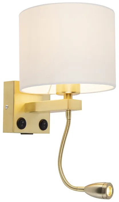 Aplică de perete aurie USB cu abajur alb - Brescia Combi