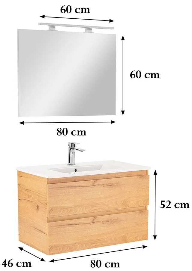 Mobilier complet de baie Vario Forte 80 stejar-stejar