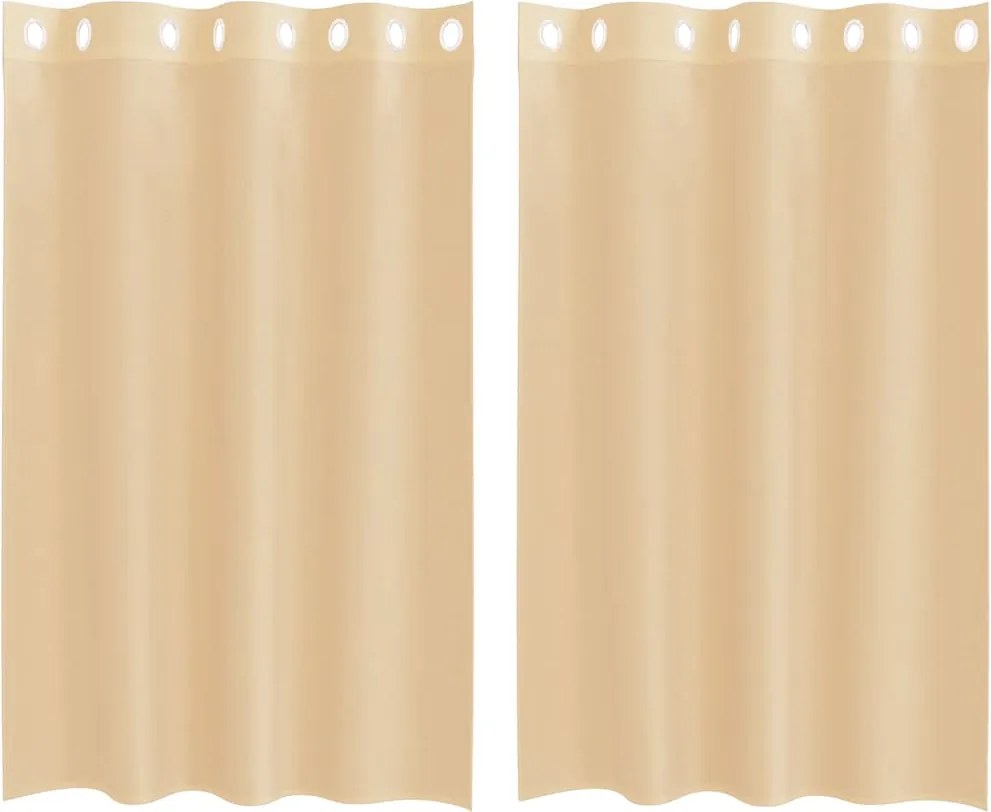 vidaXL Perdele Voile cu Oelii 2 buc Nisip