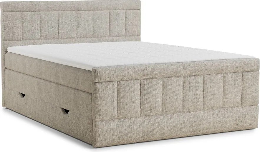 Pat boxspring bej cu spațiu de depozitare 160x200 cm Caya – Maison de Rêve