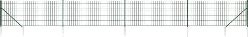 vidaXL Gard plasă de sârmă cu țăruși de fixare, verde, 1x10 m