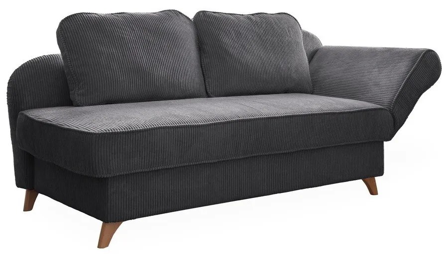 Șezlong gri cu tapițerie din catifea reiată (cu colț pe partea dreaptă) Chic Charlotte – Miuform