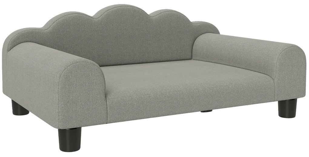 PawHut Canapea pentru Câini Moale cu Cotiere de Sprijin din Țesătură Gri | Aosom Romania