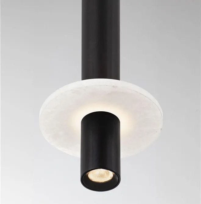 Pendul tub subtire aluminiu negru si alabastru LED NOEMI