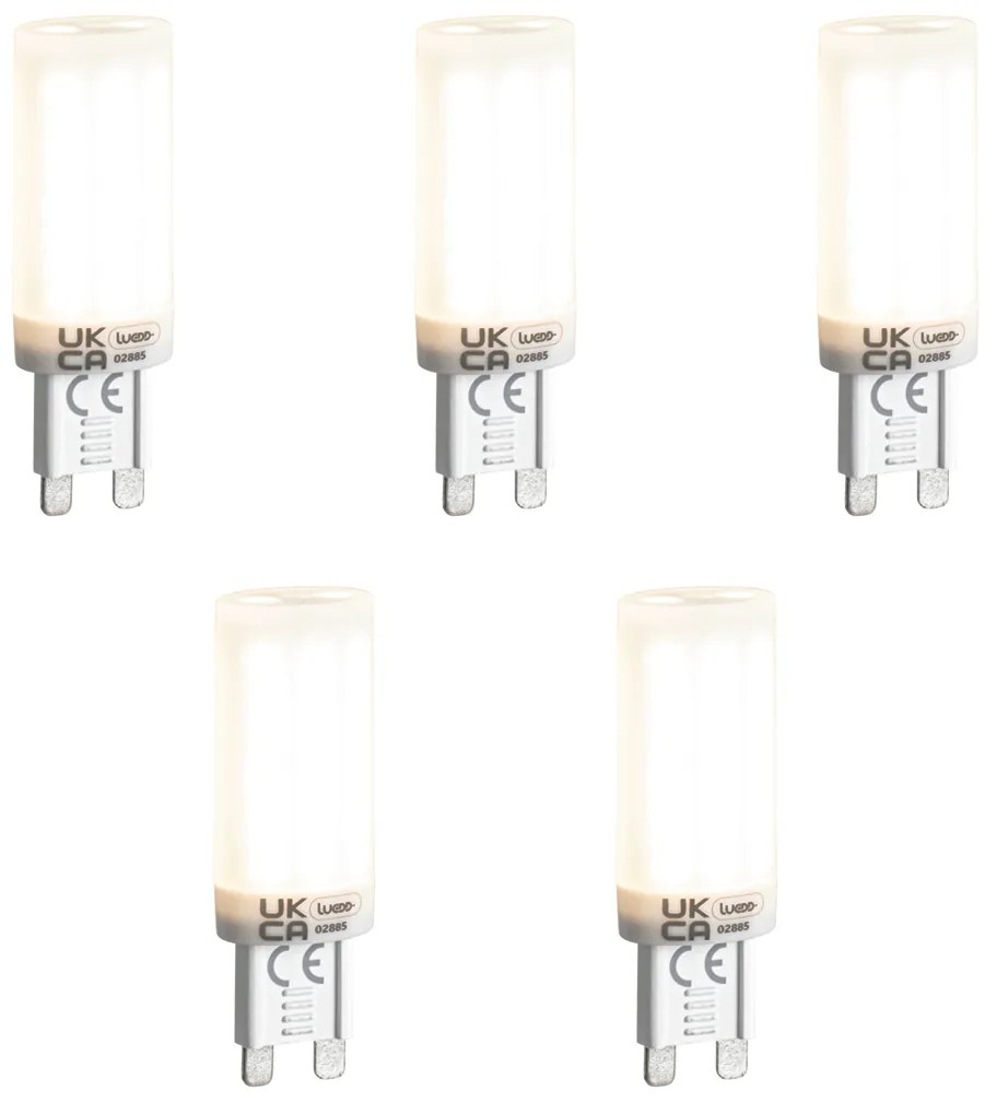 Set de 5 becuri LED G9 cu reglare în 3 trepte, opal, 4,5W 500 lm 4000K