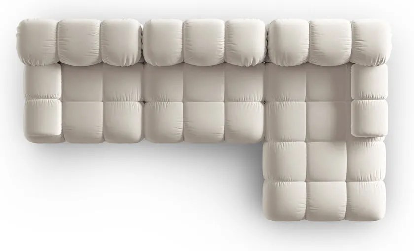 Colțar modular bej cu tapițerie din catifea (cu colț pe partea dreaptă) Bellis – Micadoni