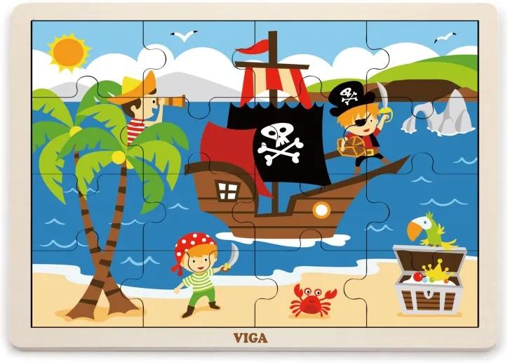 Puzzle din lemn din 16 piese - pirati