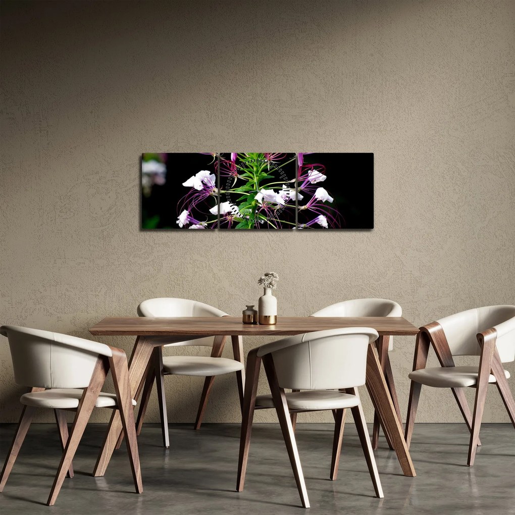 Tablou cu floare (cu ceas) (90x30 cm)