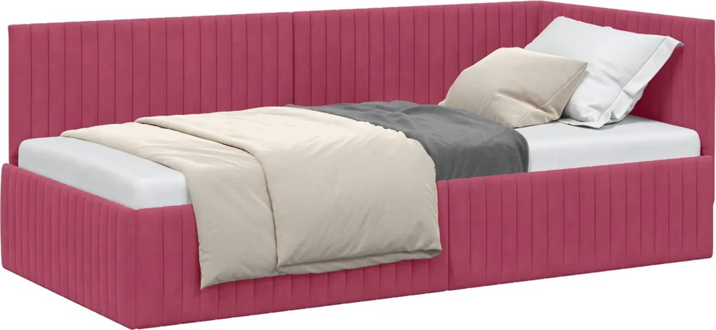 vidaXL Cadru de pat colțar Roșu Vin 90 cm x 190 cm Catifea