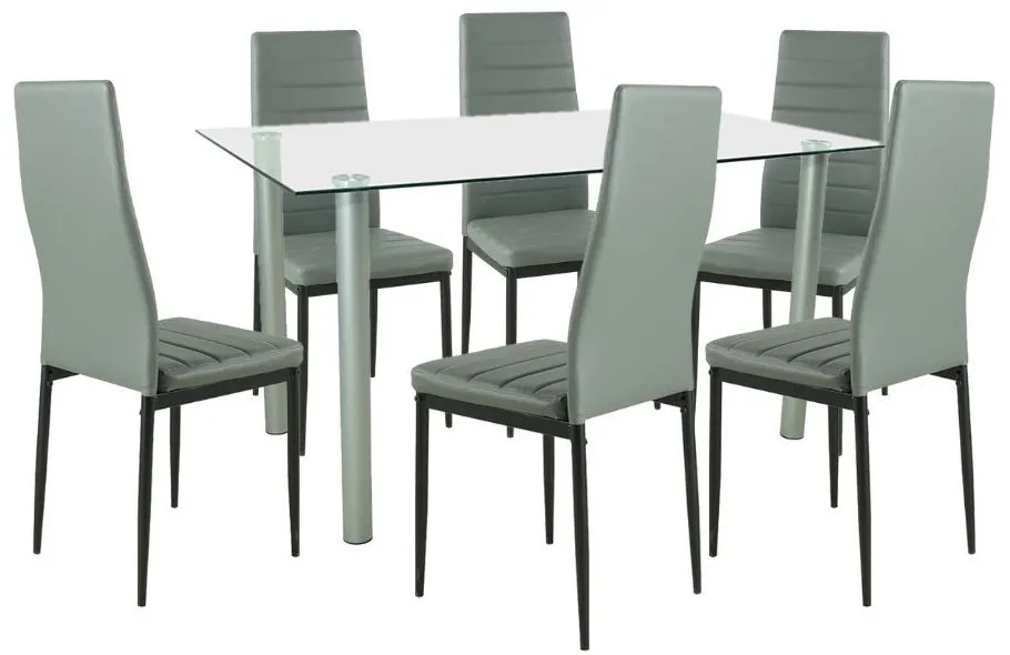 Set de masă Verna 6+1 gri-negru