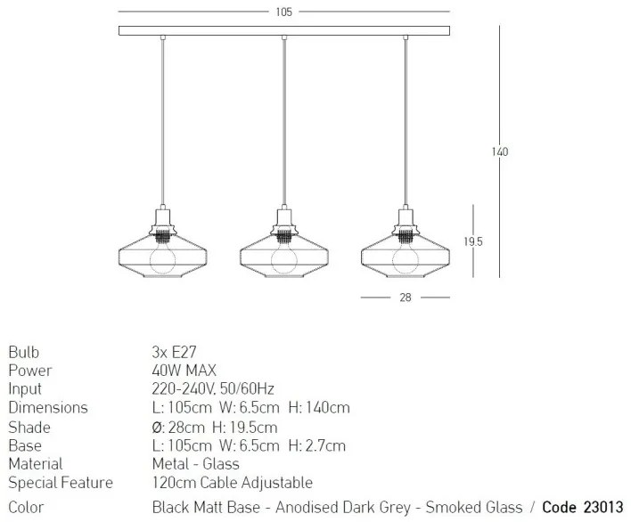 Lustra suspendata design decorativ Zenia 3L fumurie