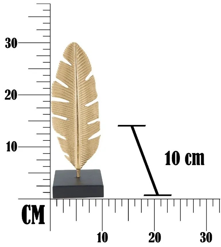 Sfeșnic decorativ Mauro Ferretti Feather, înălțime 34 cm, auriu