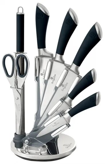 Set 6 cutite inox Infinity Line si accesorii Berlinger Haus BH 2042 - negru