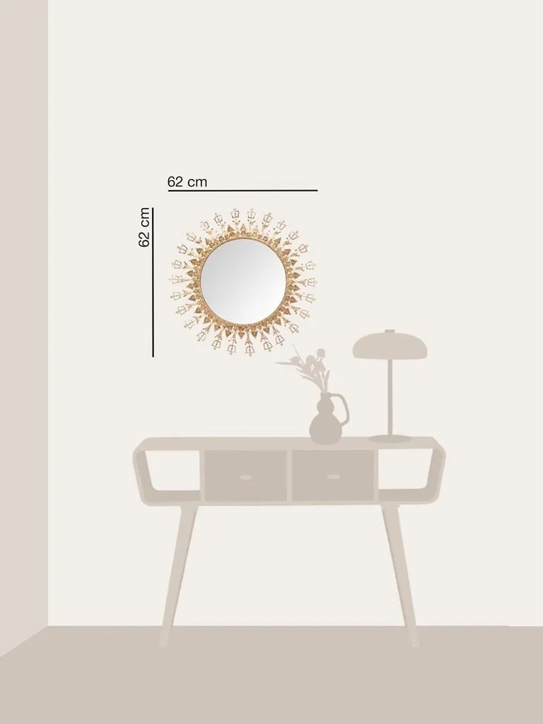 Oglinda de perete, din metal, D62cm, Crown