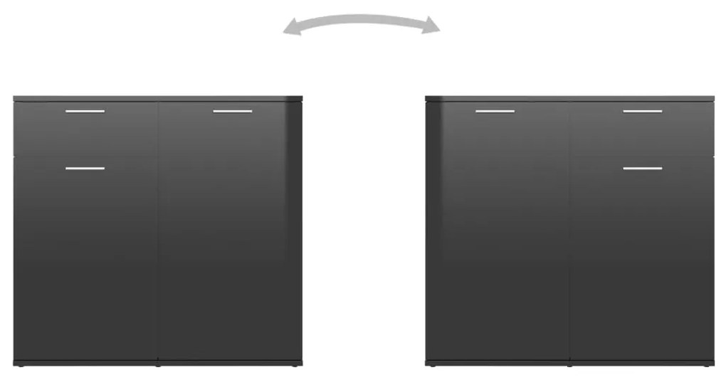 Servanta, negru extralucios, 160x36x75 cm, PAL 1, negru foarte lucios, 160 x 36 x 75 cm