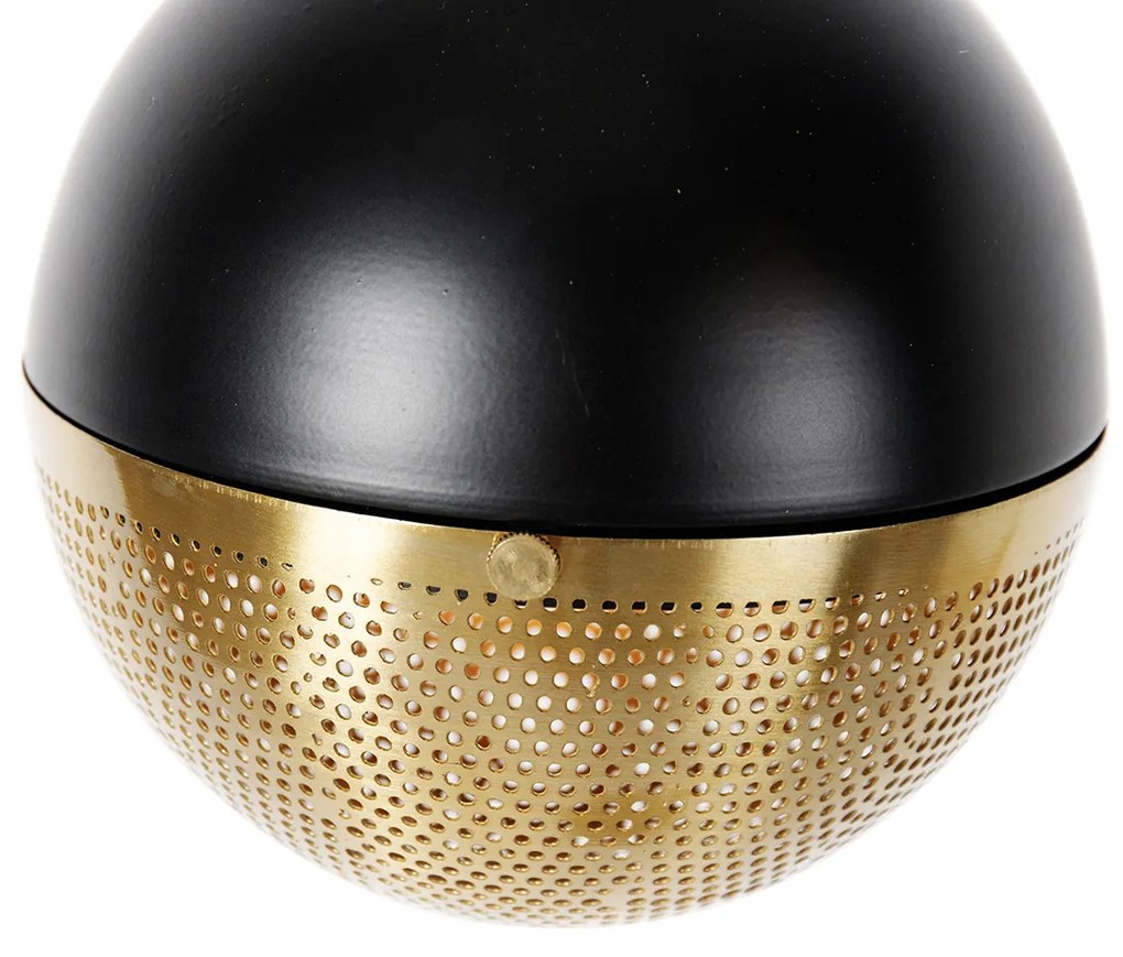 Lampă de podea industrială neagră cu alamă cu 2 lumini - Haicha