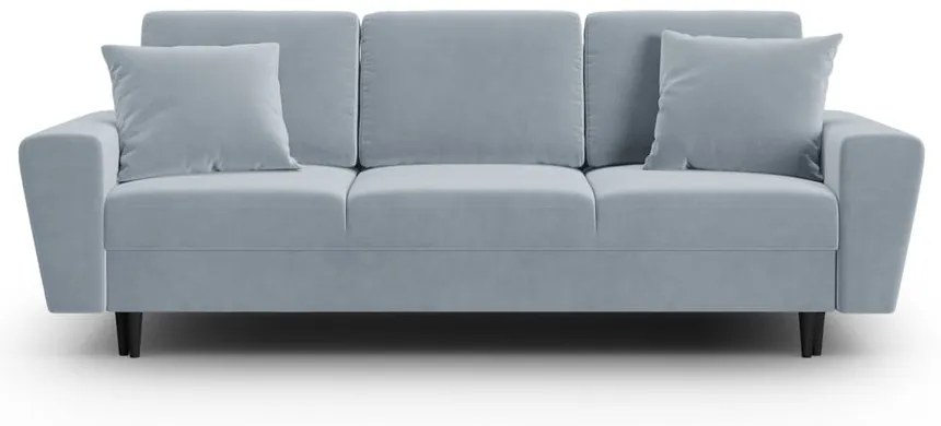 Canapea albastru-deschis extensibilă, cu spațiu de depozitare cu tapițerie din catifea 235 cm Kyoto – Cosmopolitan Design