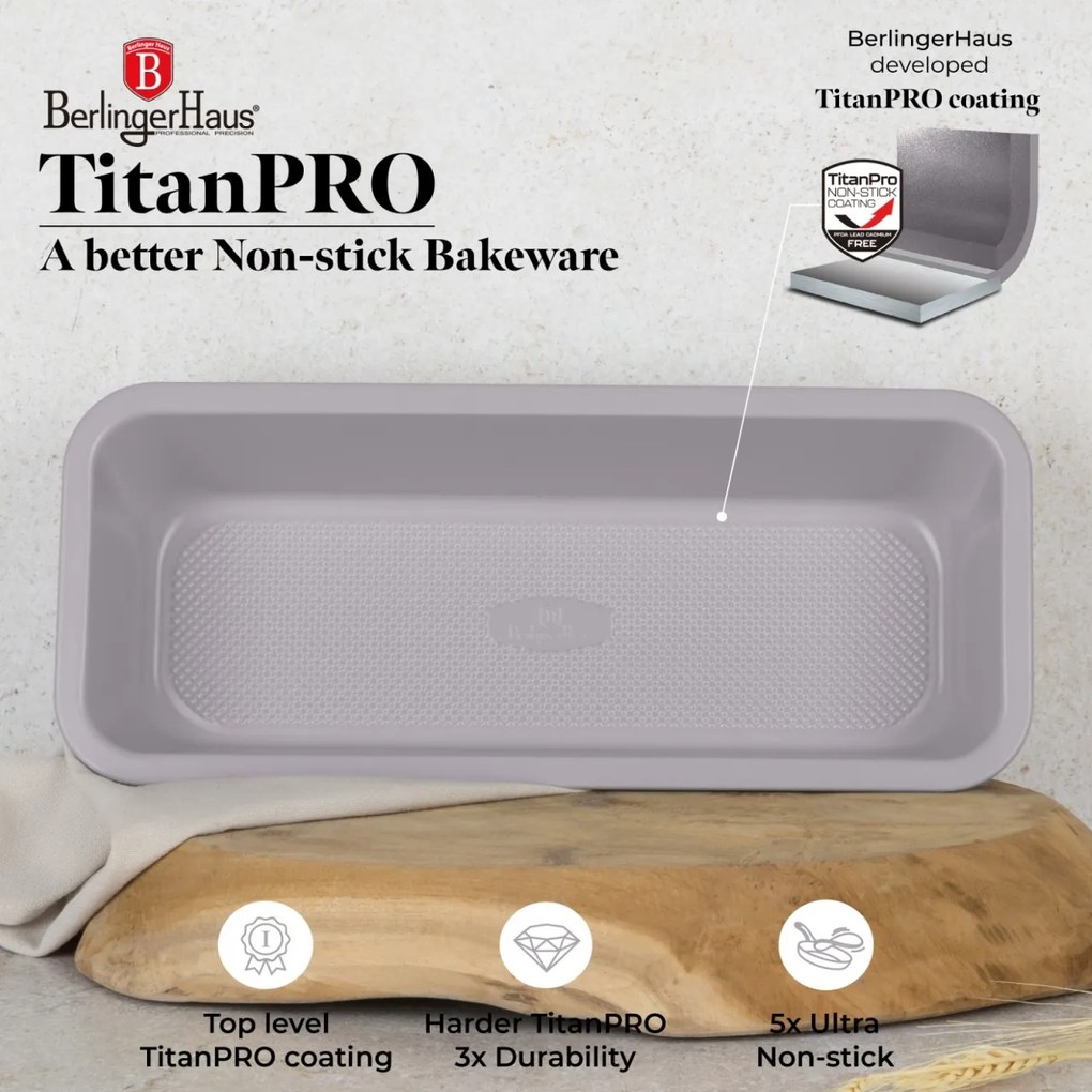 Tava chec 32x13,5 cm Taupe Berlinger Haus BH 7919, antiaderenta, gri