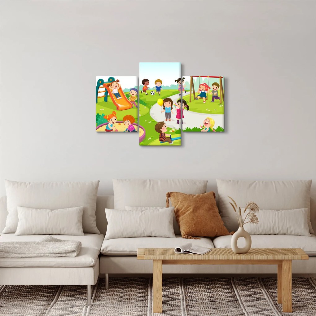 Tablou cu bucuriile copiilor în nisip (90x60 cm)