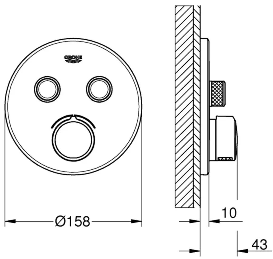 Grohe SmartControl Baterie dus cu 2 iesiri, rotunda
