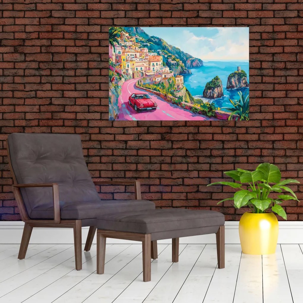 Tablou - Drum roz pe coastă (90x60 cm)