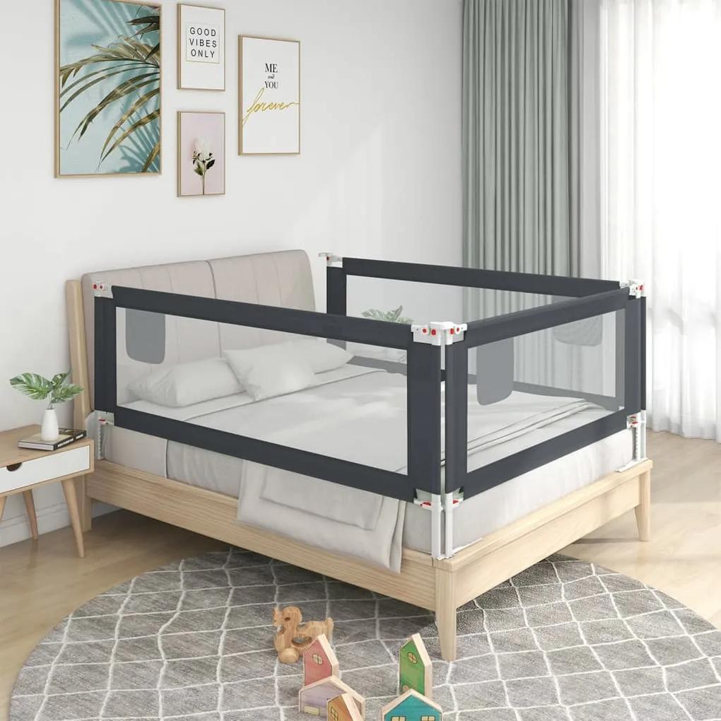 Balustrada de protectie pat copii, gri inchis, 90x25 cm, textil 1, Morke gra, 90 x 25 cm