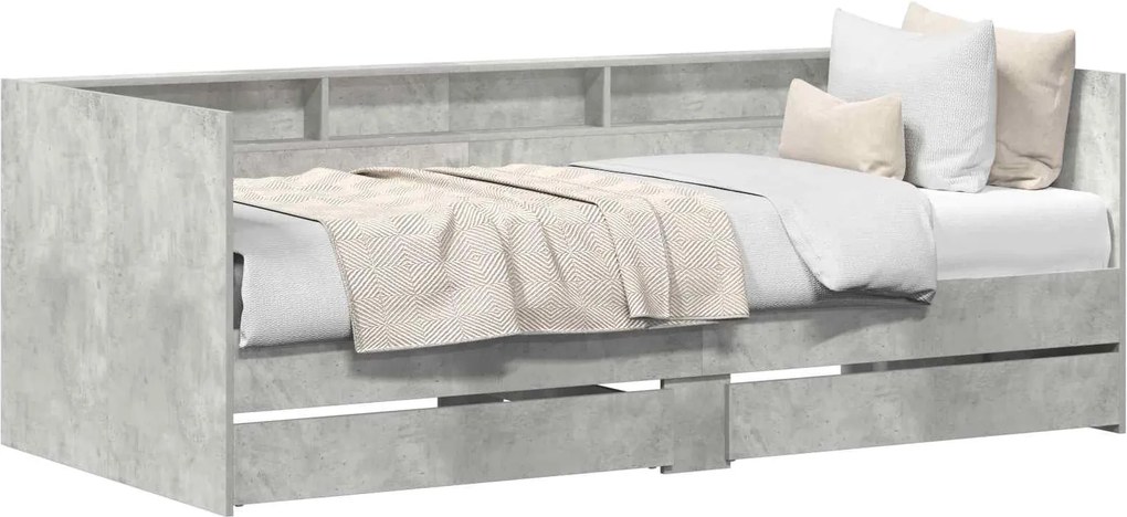 vidaXL Pat de zi cu sertar cu depozitare Gri 90 x 200 cm Lemn compozit