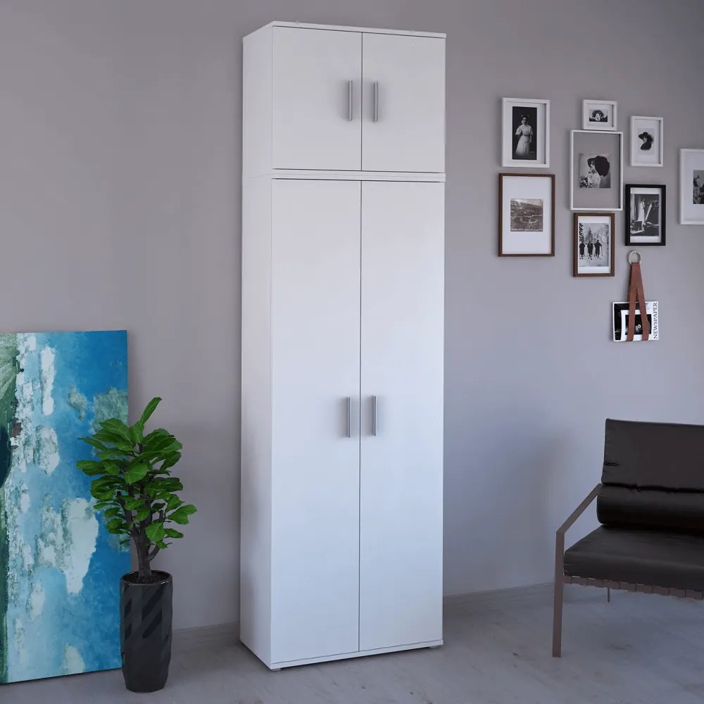 Dulap, poliţe, cu două uşi, alb, SERVO TIP 1