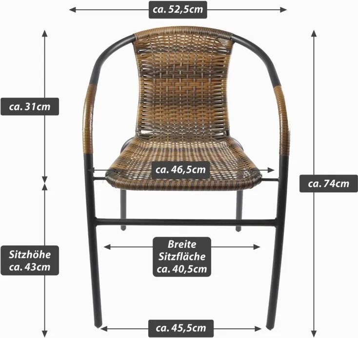 Scaun bistro de grădină, stivuibil, maro
