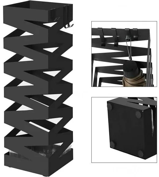Suport Umbrela Fence Black, 15.5 x 15.5 x 49 cm