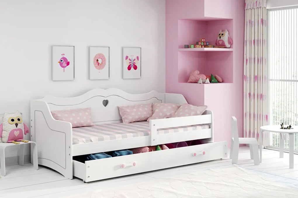 copii pat Julia cu spate - alb 160x80 cm Juliett
