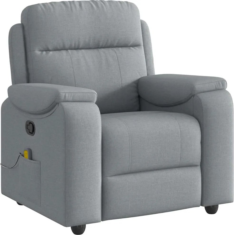 vidaXL Fotoliu de masaj rabatabil, gri deschis, textil